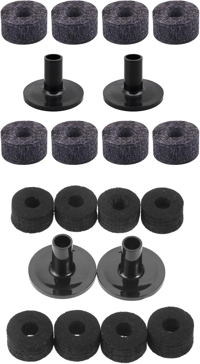 NUEAYMS 8 Pieces Cymbal Stand Felt Washer And 2 Pieces Plastic Drum Cymbal Stand Sleeves Replacement Black/Gray Cymbal Stand Sleeves - Image 2
